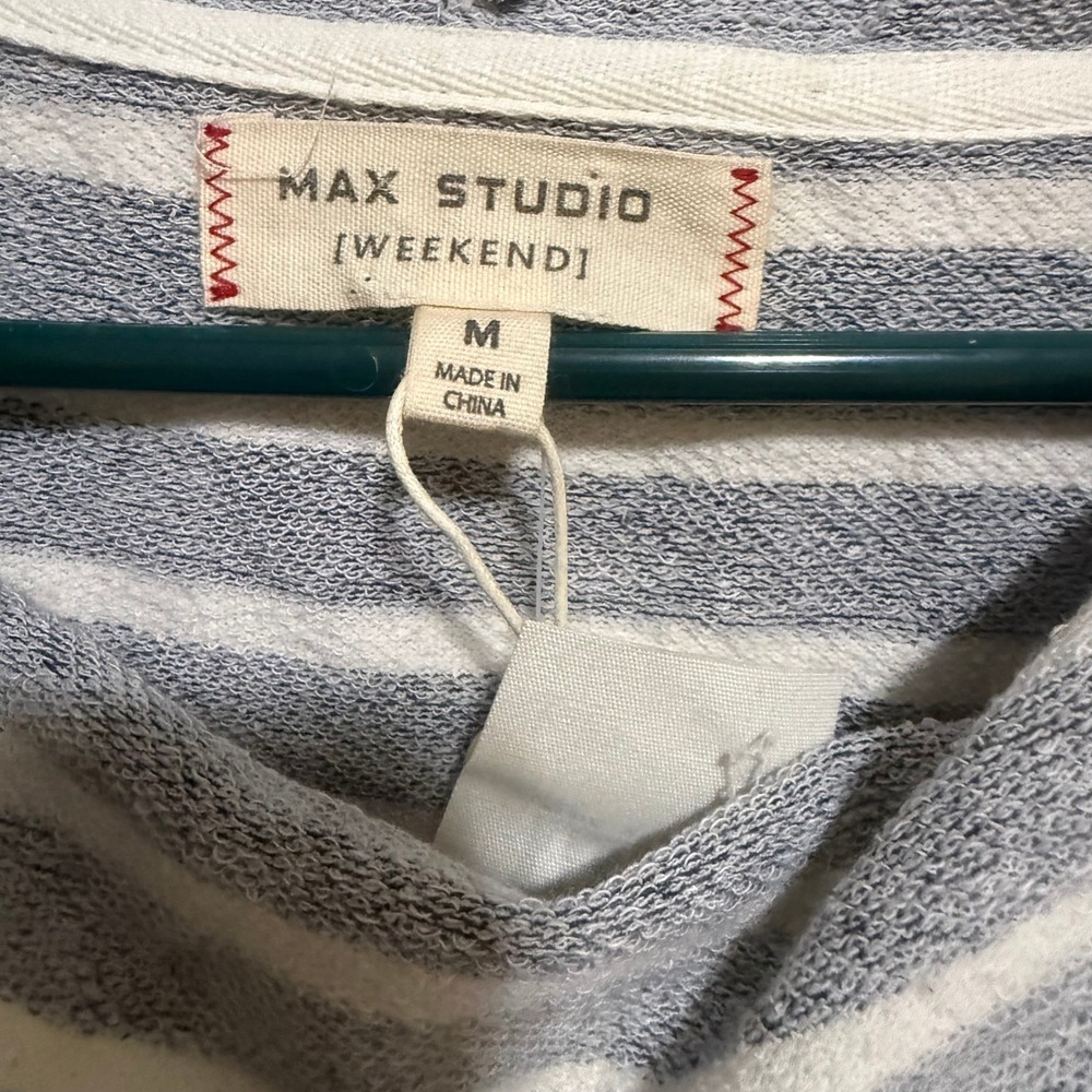 Max Studio Weekend Navy White Striped Cowl Neck Sleeveless Dress Medium 6904R58 - Picture 3 of 11